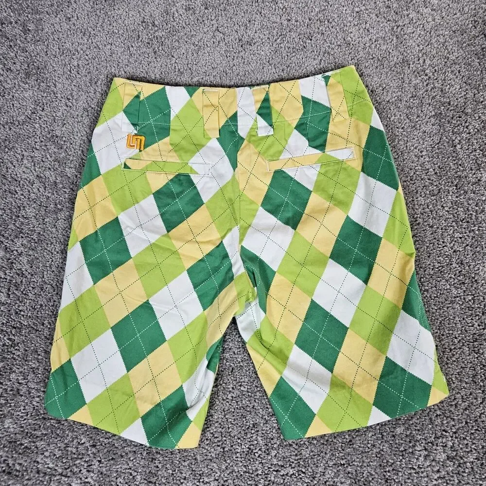 Loudmouth Shorts Womens 0 Kelly Green Argyle Golf A Tisket A Tasket Preppy - Picture 2 of 12